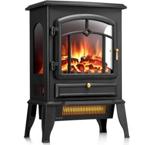 Electric Fireplace Stove with Thermostat and Realistic Flames