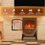 Electric Fireplace Stove with Thermostat and Realistic Flames