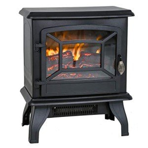 20" Electric Fireplace Stove with Thermostat, Black
