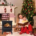 20" Electric Fireplace Stove with Thermostat, Black