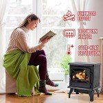 20" Electric Fireplace Stove with Thermostat, Black