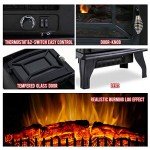 20" Electric Fireplace Stove with Thermostat, Black
