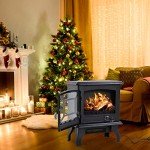 20" Electric Fireplace Stove with Thermostat, Black