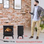 20" Electric Fireplace Stove with Thermostat, Black