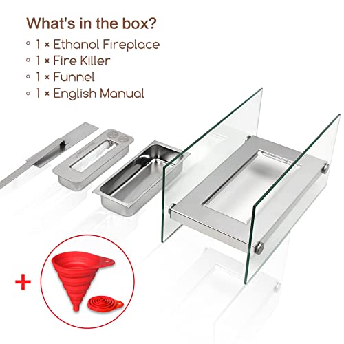 Portable Tabletop Fire Pit with Glass Panels