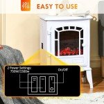 22" Electric Fireplace Stove with Realistic Flame Effect