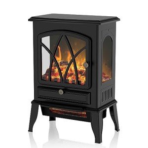 Electric Fireplace Stove with Realistic Flames, 16”