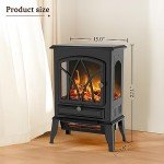 Electric Fireplace Stove with Realistic Flames, 16”