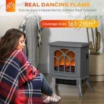 HOMCOM 17" Electric Fireplace Stove with Realistic Flame