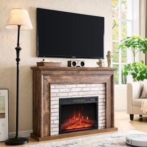 Aitjunz 45" Electric Fireplace TV Stand with Mantel