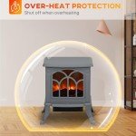 HOMCOM 17" Electric Fireplace Stove with Realistic Flame