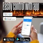 60-Inch Electric Fireplace with Alexa & Google Home