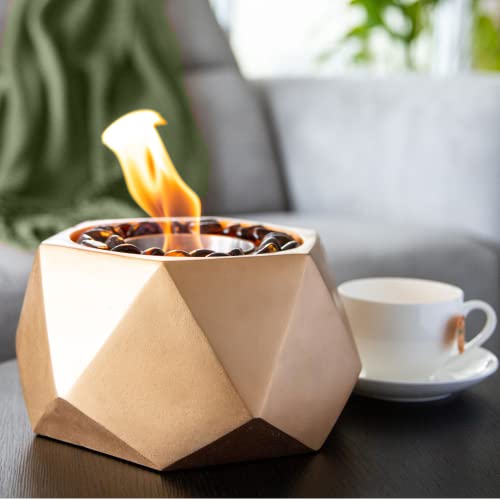 9" Gold Tabletop Fire Pit for Indoor Use