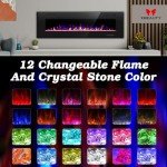 60" Electric Fireplace with Multicolor Flames & Timer