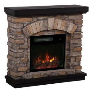 Tan 36" Freestanding Electric Fireplace with Remote