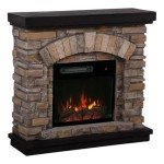 Tan 36" Freestanding Electric Fireplace with Remote