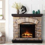 Tan 36" Freestanding Electric Fireplace with Remote