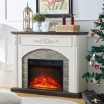 44-Inch Electric Fireplace with Stone Mantel Surround