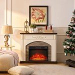 44-Inch Electric Fireplace with Stone Mantel Surround