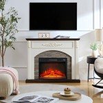 44-Inch Electric Fireplace with Stone Mantel Surround