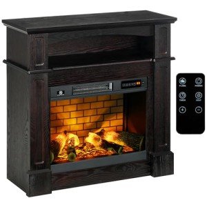 Electric Fireplace Mantel TV Stand - Dark Coffee