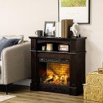 Electric Fireplace Mantel TV Stand - Dark Coffee