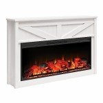 Modern Farmhouse Mantel Electric Fireplace, 49" Ivory Oak