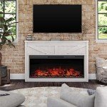 Modern Farmhouse Mantel Electric Fireplace, 49" Ivory Oak
