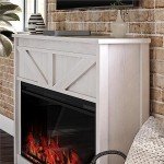Modern Farmhouse Mantel Electric Fireplace, 49" Ivory Oak