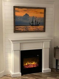 55-Inch Freestanding Electric Fireplace with Mantel