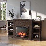 Belleze 70" Electric Fireplace & TV Stand - Brown