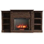 Belleze 70" Electric Fireplace & TV Stand - Brown