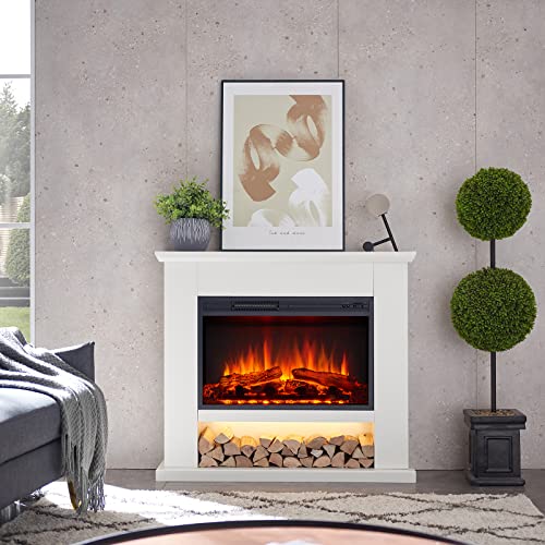 Camille Electric Fireplace with Mantel - Cream White
