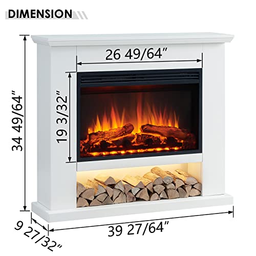 Camille Electric Fireplace with Mantel - Cream White