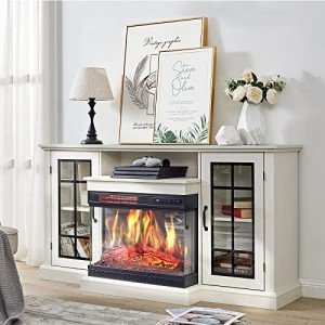3-Sided Glass Fireplace TV Stand for 65'' TVs