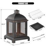 Verdeluxe 39.5" Pagoda Outdoor Wood Fire Pit