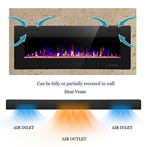 R.W.FLAME 50-Inch Recessed Electric Fireplace with Remote