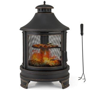 Giantex 30" Outdoor Fire Pit & Grill Combo