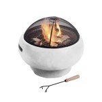 Light Gray Concrete Round Charcoal & Wood Fire Pit