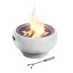 Light Gray Concrete Round Charcoal & Wood Fire Pit