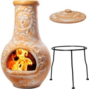 Medium Yellow Terracotta Outdoor Chiminea Fireplace