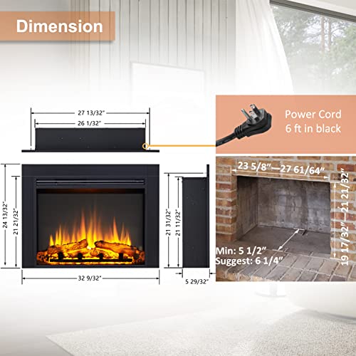 Jaden 32'' Electric Fireplace Insert with Remote