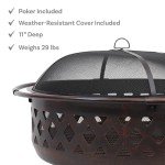 Sunnydaze 36-Inch Bronze Crossweave Fire Pit Set