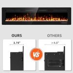 Eueiriup 72” Recessed Electric Fireplace with Remote