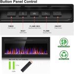 50" Wall-Mounted Electric Fireplace with Remote Control