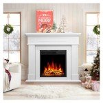 Freestanding 44" Electric Fireplace with Mantel, White