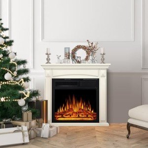 R.W.FLAME 27” Electric Fireplace Mantel TV Stand