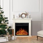 R.W.FLAME 27” Electric Fireplace Mantel TV Stand