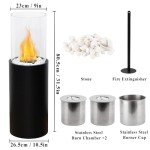 Large Ventless Bio Ethanol Fireplace with Stones