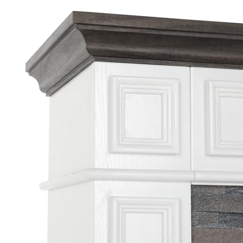 44" LED Electric Fireplace with Stacked Stone Surround